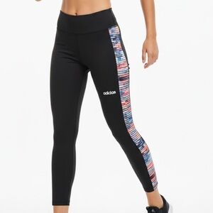 Adidas Women's Black Leggings with Colorful Side Stripes
